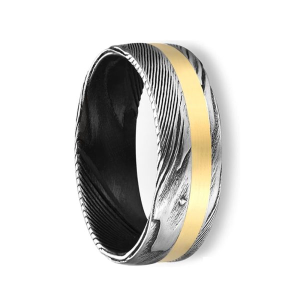 Damascus Steel Wedding Band for Men Custom Engraved Men Anniversary Gift - Image 4