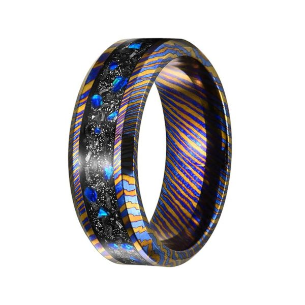 Custom Damascus Steel Band Durable Ring Personalized Engagement Jewelry Gift for Men
