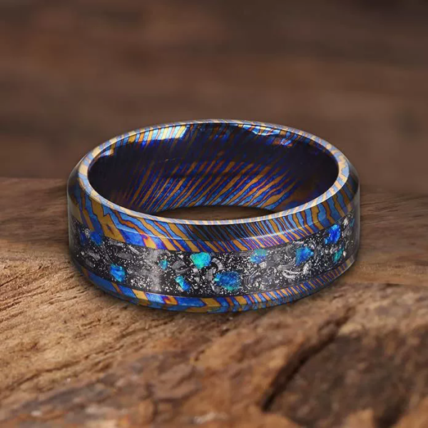Custom Damascus Steel Band Durable Ring Personalized Engagement Jewelry Gift for Men - Image 2