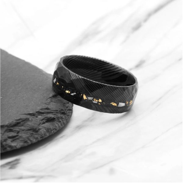 Handmade Damascus Steel Ring Men Wedding Band Custom Engraved Unique Jewelry - Image 2